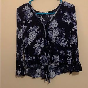 Blue floral blouse